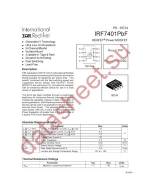 IRF7401PBF datasheet  
